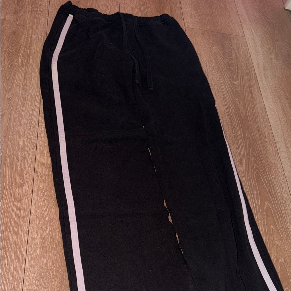 Black Jogger Pants with White Stripe